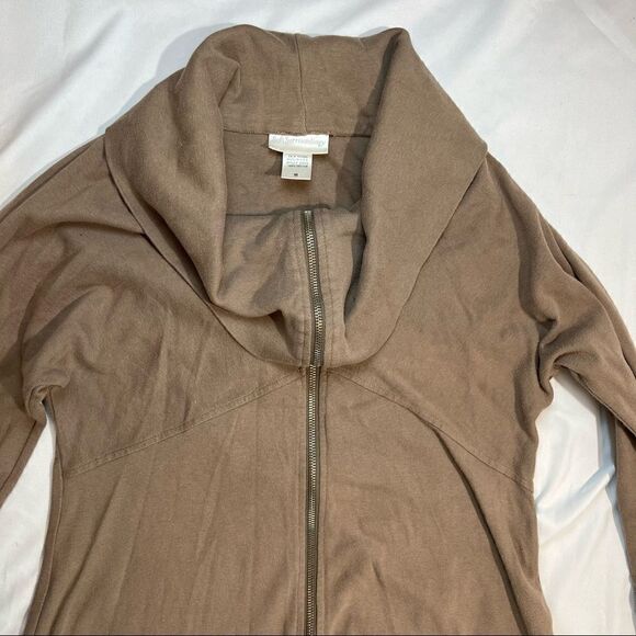 Soft Surroundings Brown Zipper Cowl Neck Tunic Jacket M - Picture 2 of 11
